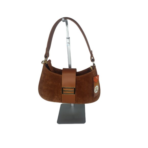 Genuine Charlie Leather “Stazalina” Small Handbag & Crossbody–Cognac/Brown-NWT - Picture 9 of 13